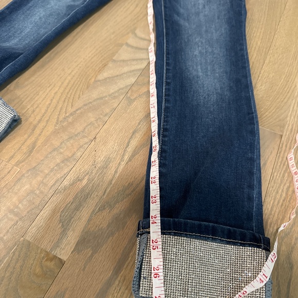 FL Frank Lyman dark wash skinny jeans with rhinestone-cuffed ankles Size S - Picture 11 of 12